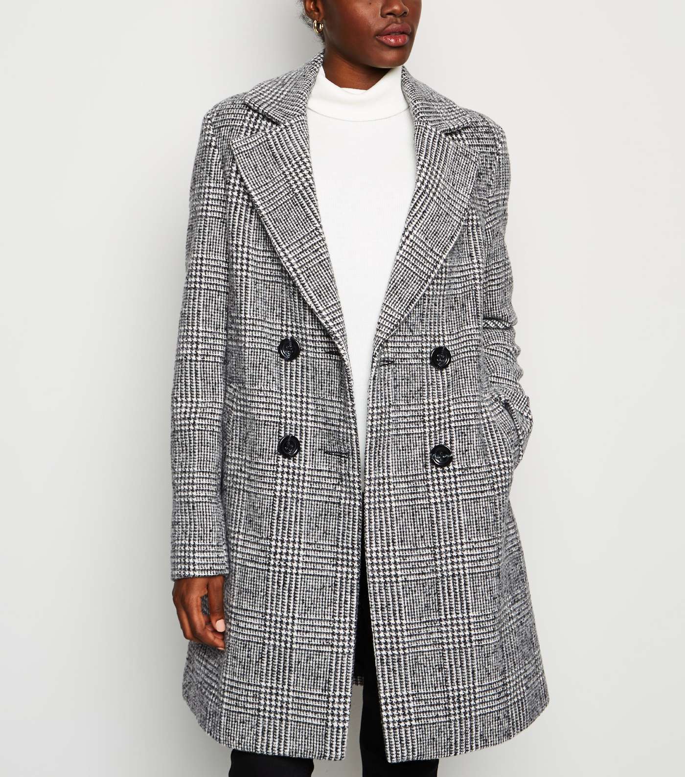 Tall Black Check Double Breasted Coat
