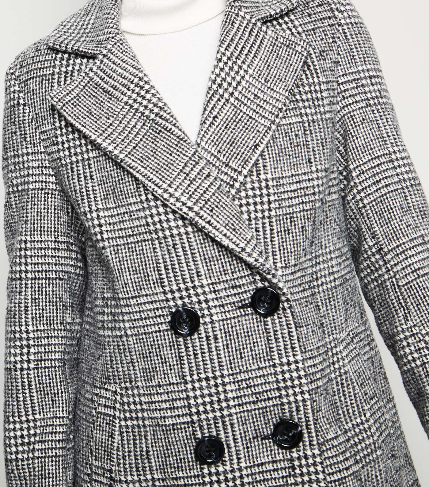 Tall Black Check Double Breasted Coat Image 5