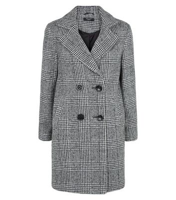 Petite Black Check Double Breasted Coat | New Look Petite Black Check Double Breasted Coat | New Look