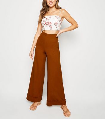 rust wide leg pants