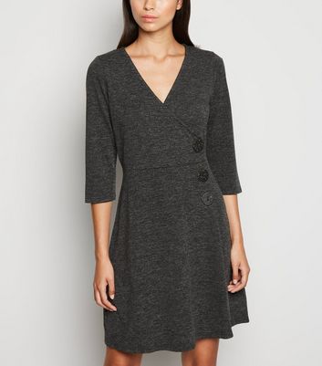 dark blue wrap dress