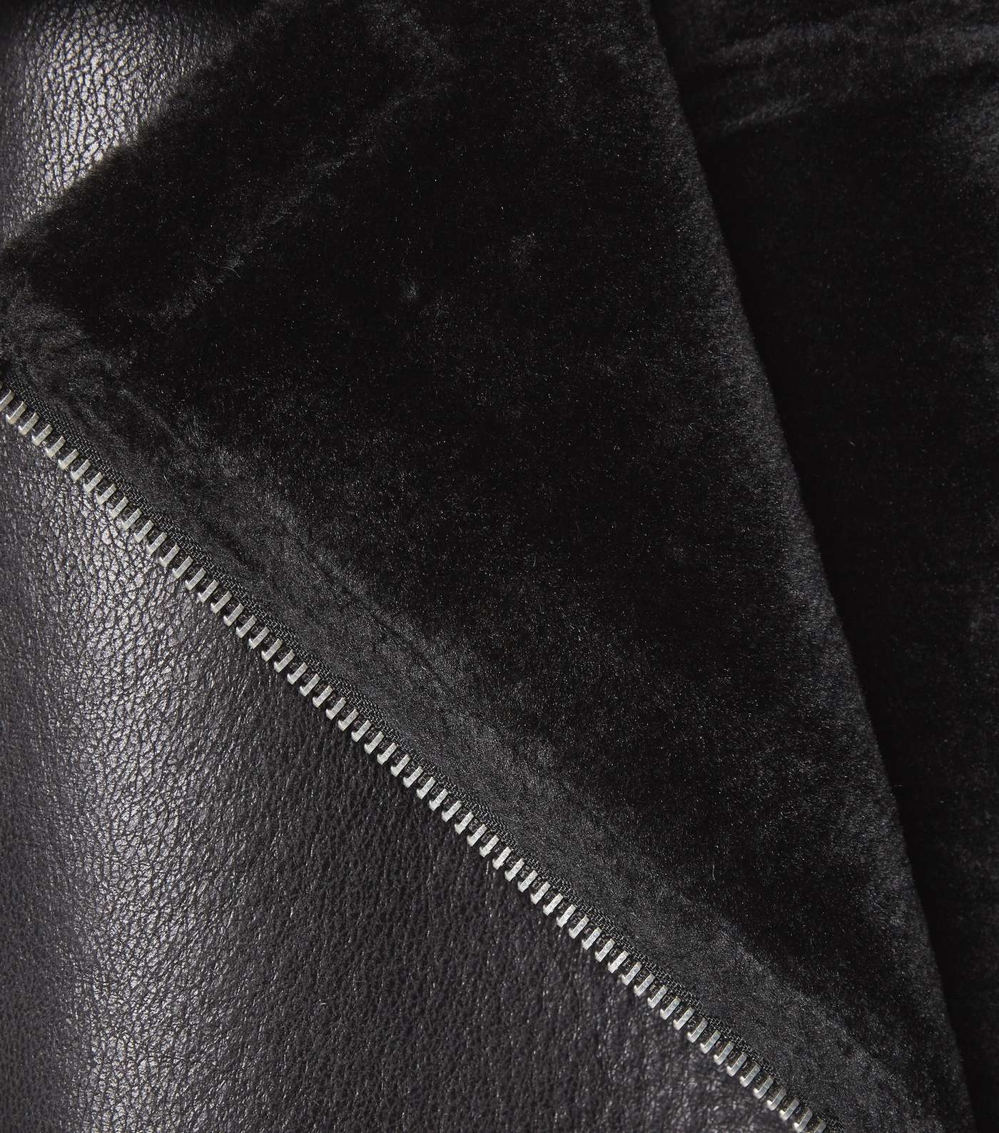 Tall Black Leather-Look Aviator Jacket Image 6