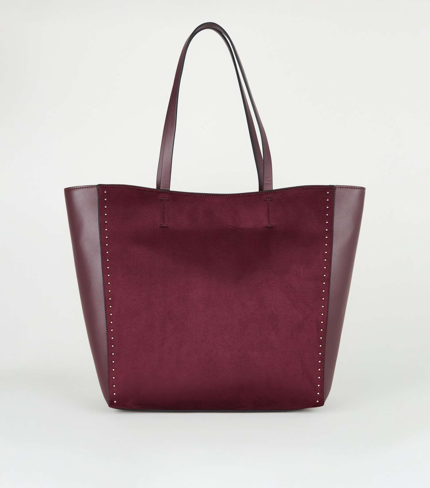 Burgundy Studded Tote Bag with Detachable Purse Image 3