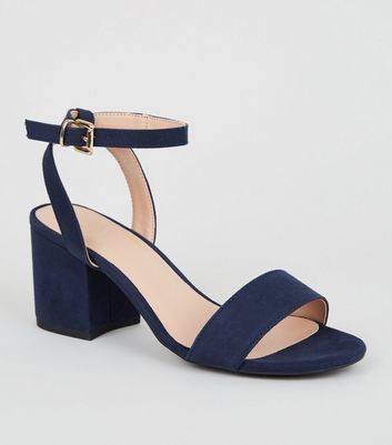 ladies navy blue block heel shoes