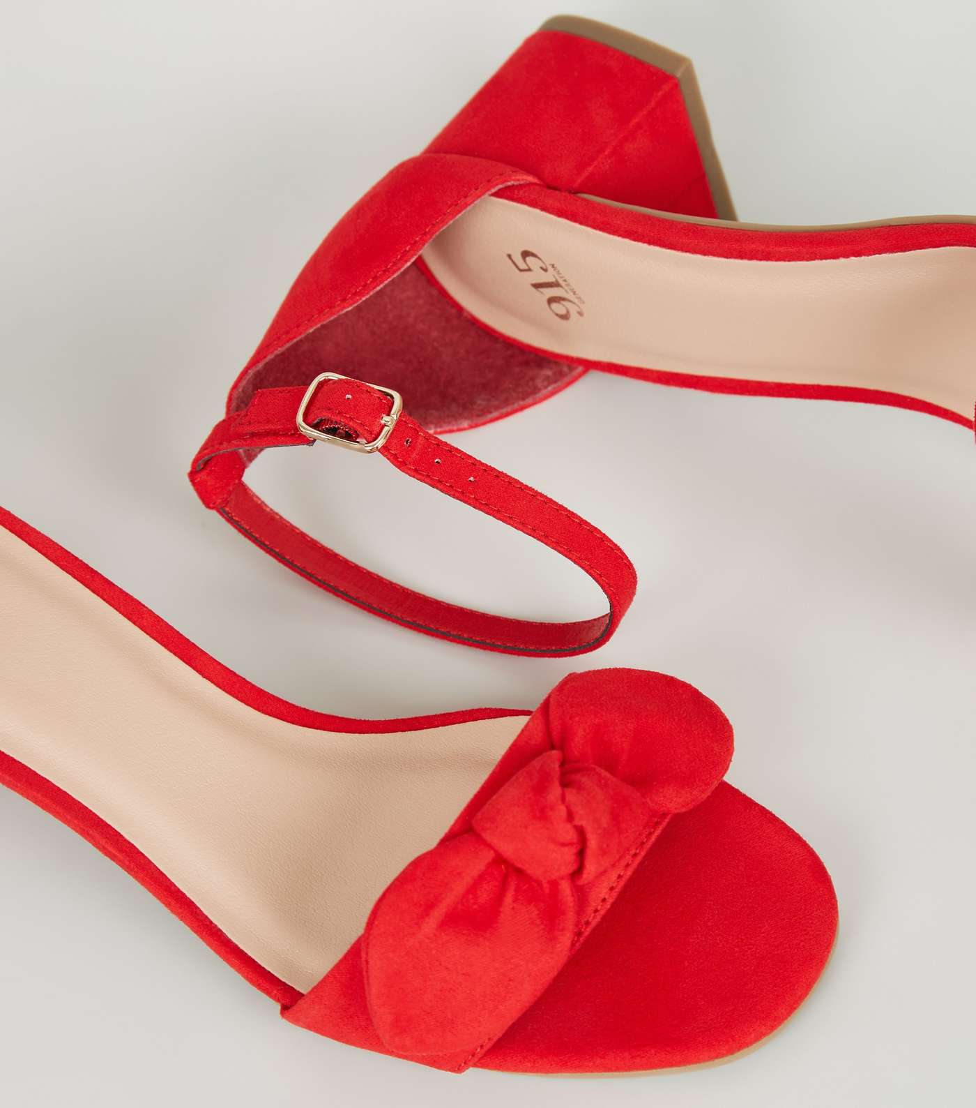 Girls Red Suedette Bow Strap Sandals Image 4