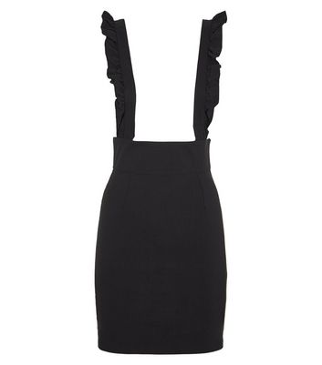 black ruffle pinafore dress