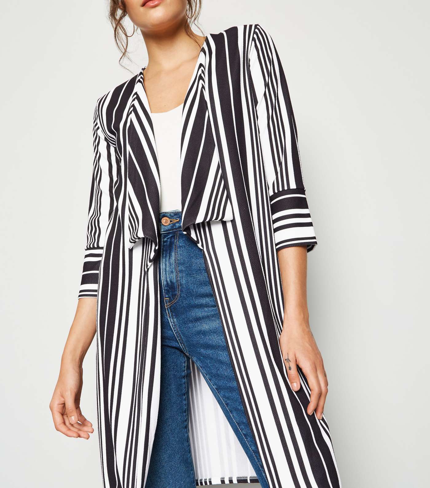 Mela Black Stripe Longline Blazer  Image 5