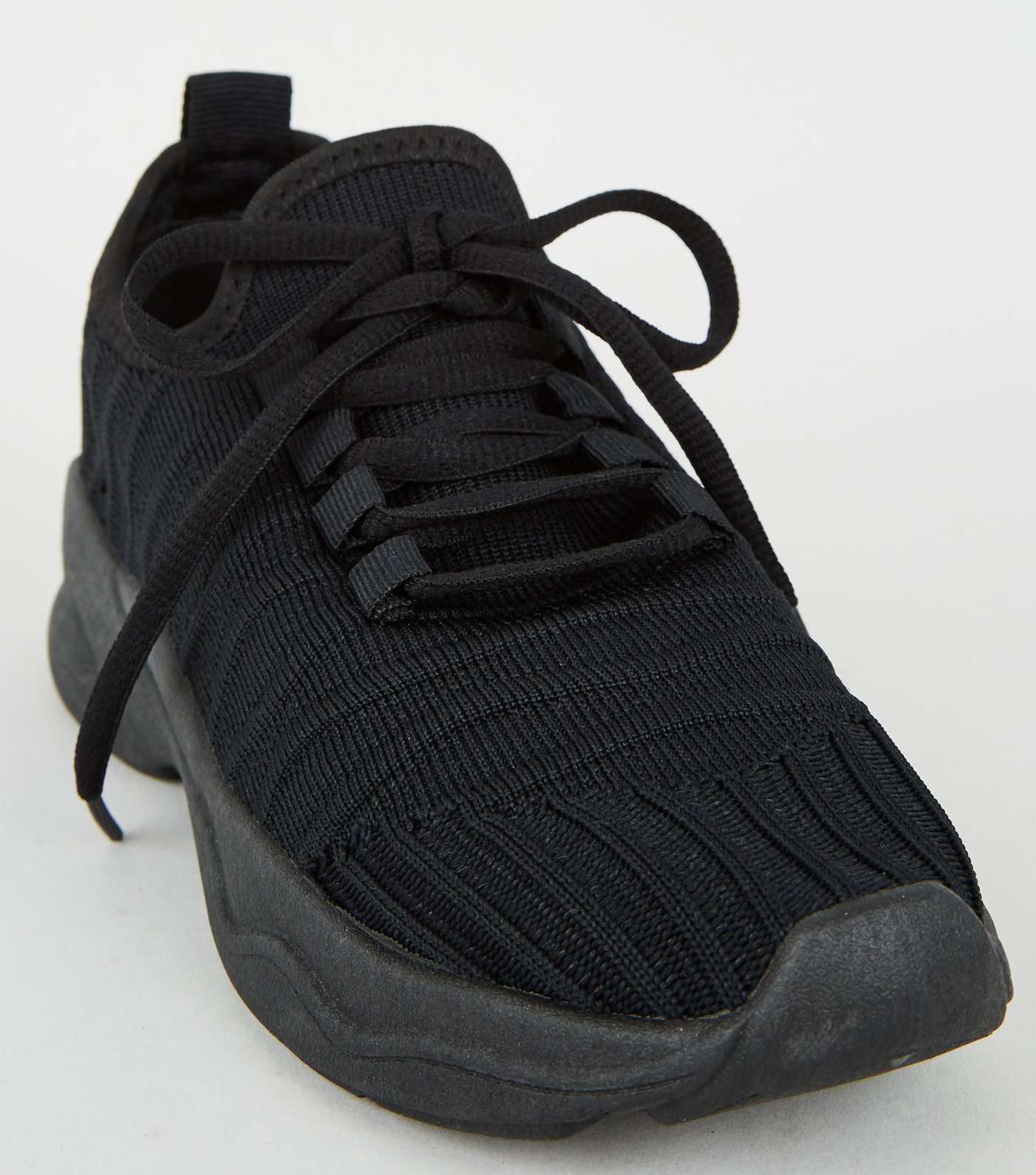 Girls Black Knit Trainers Image 3