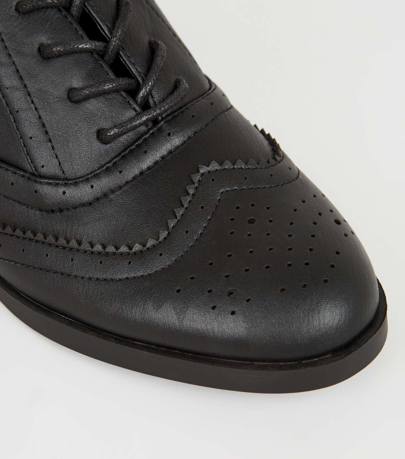 Girls Black Leather-Look Lace Up Brogues Image 3