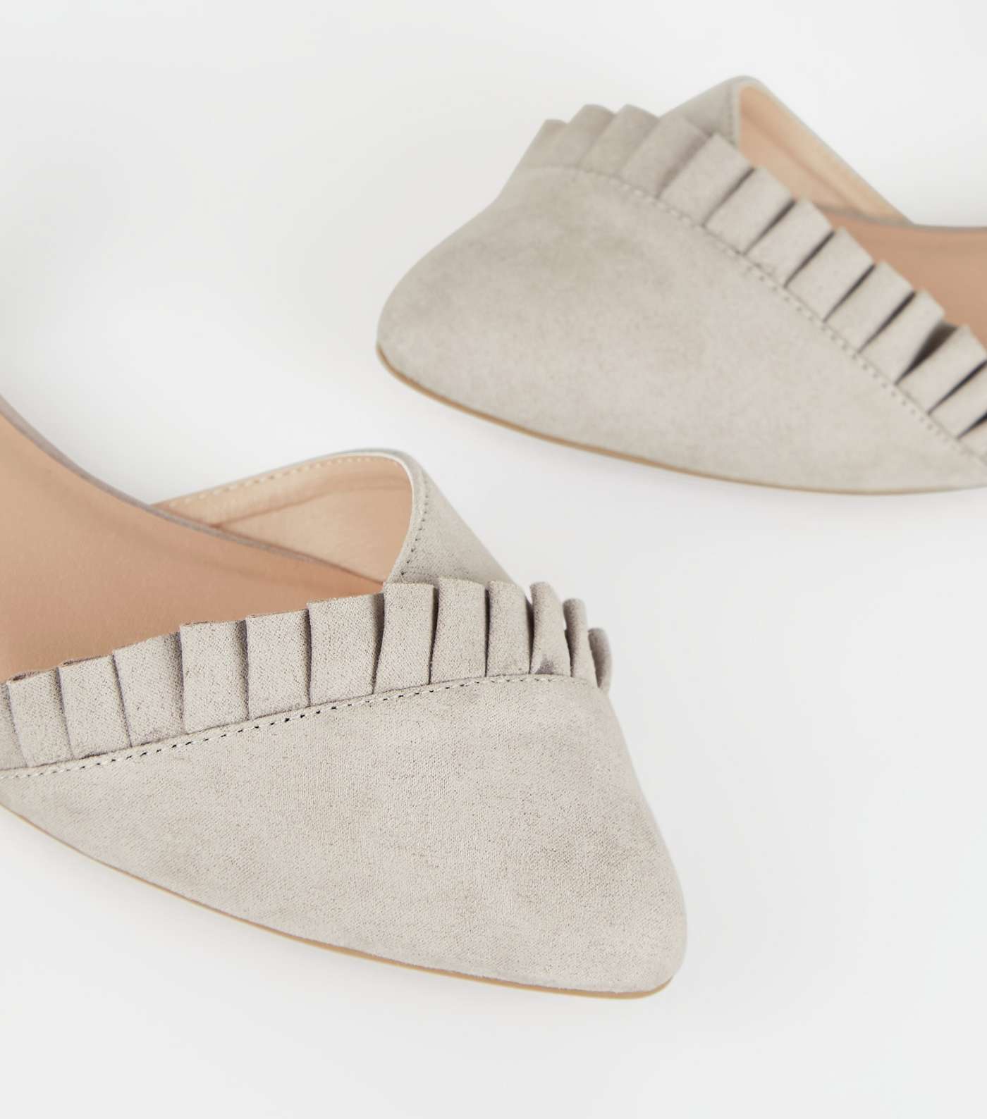 Wide Fit Grey Pointed Frill 2 Part Flats Image 3