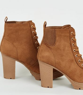 new look wide fit lace up heeled boot