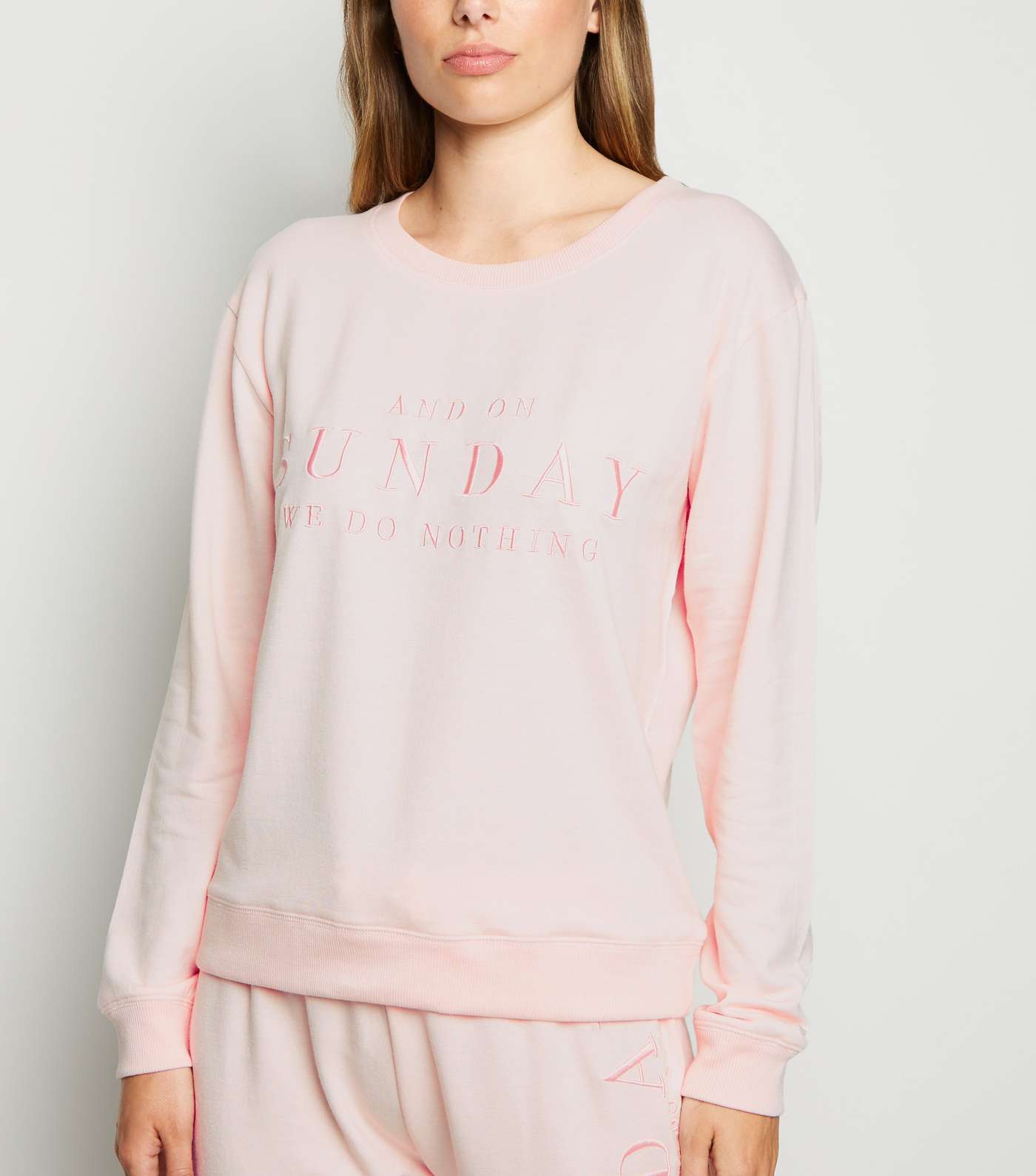 Mid Pink Sunday Slogan Pyjama Sweatshirt
