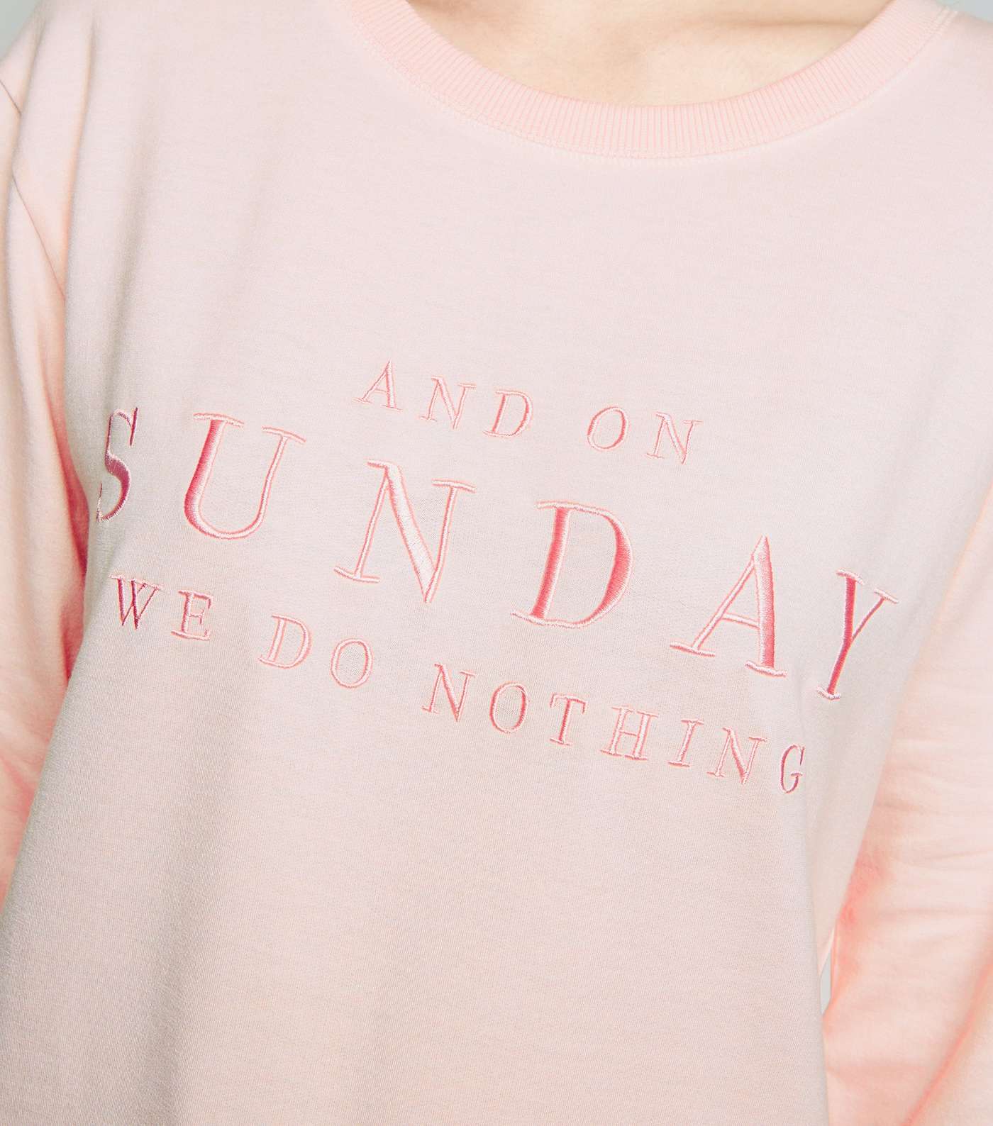 Mid Pink Sunday Slogan Pyjama Sweatshirt Image 3