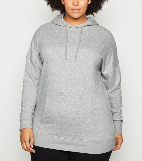 Curves Grey Marl Longline Hoodie 