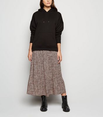 long skirt and hoodie
