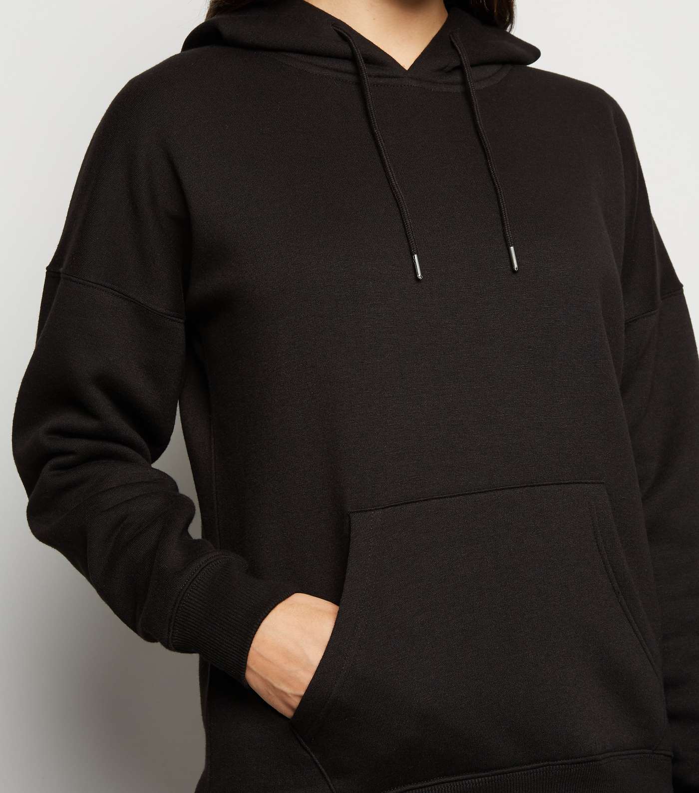 Black Long Sleeve Jersey Hoodie Image 5
