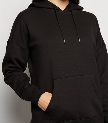 Black Long Sleeve Jersey Hoodie | New Look