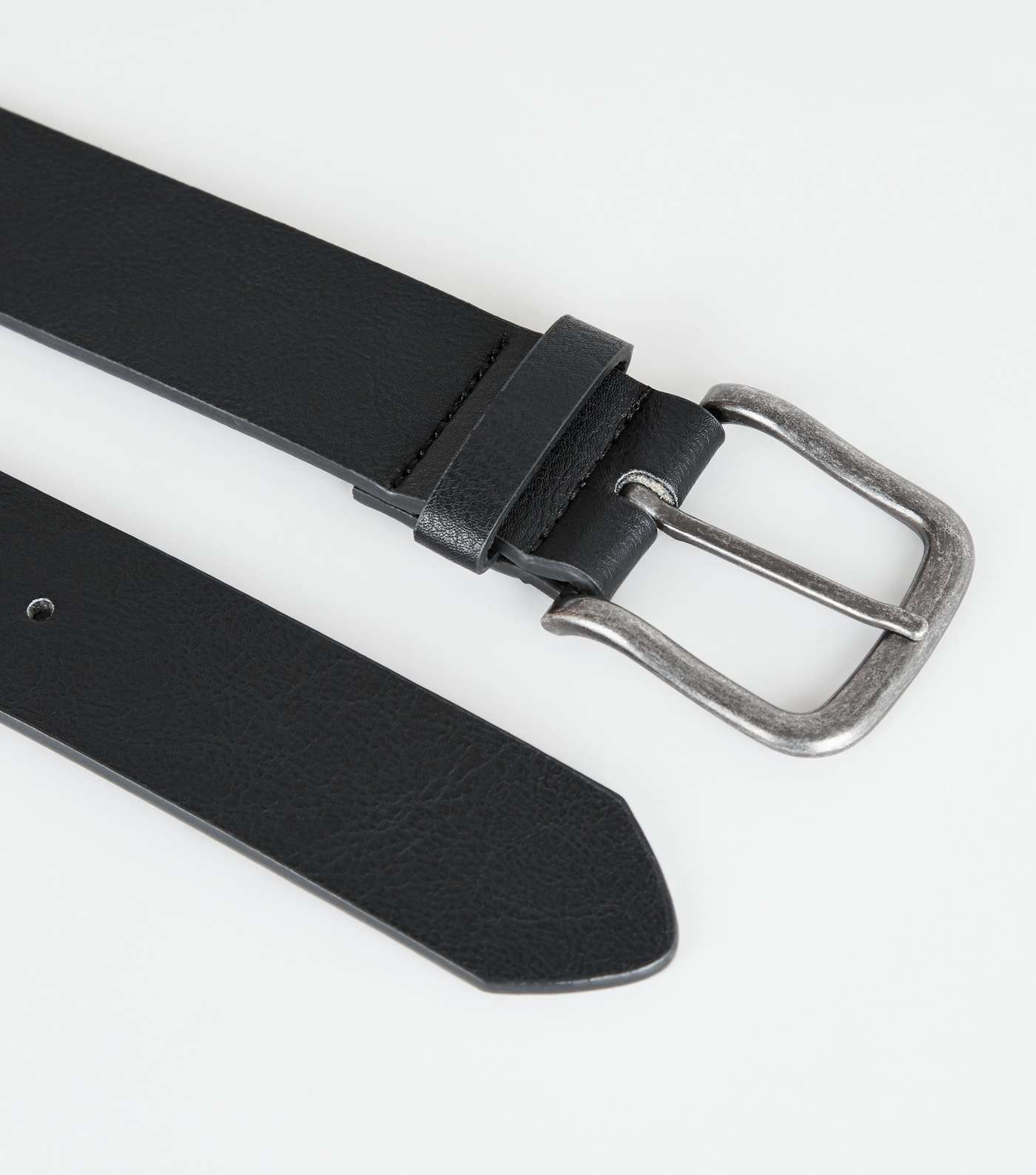 Black Leather-Look Buckle Belt Image 3