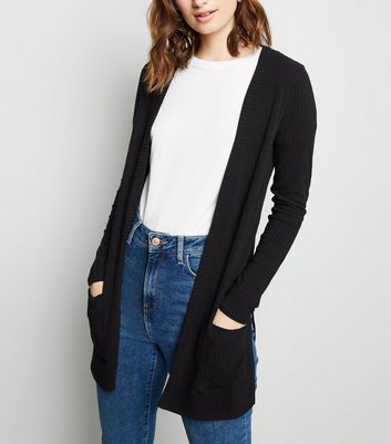 long black ribbed cardigan