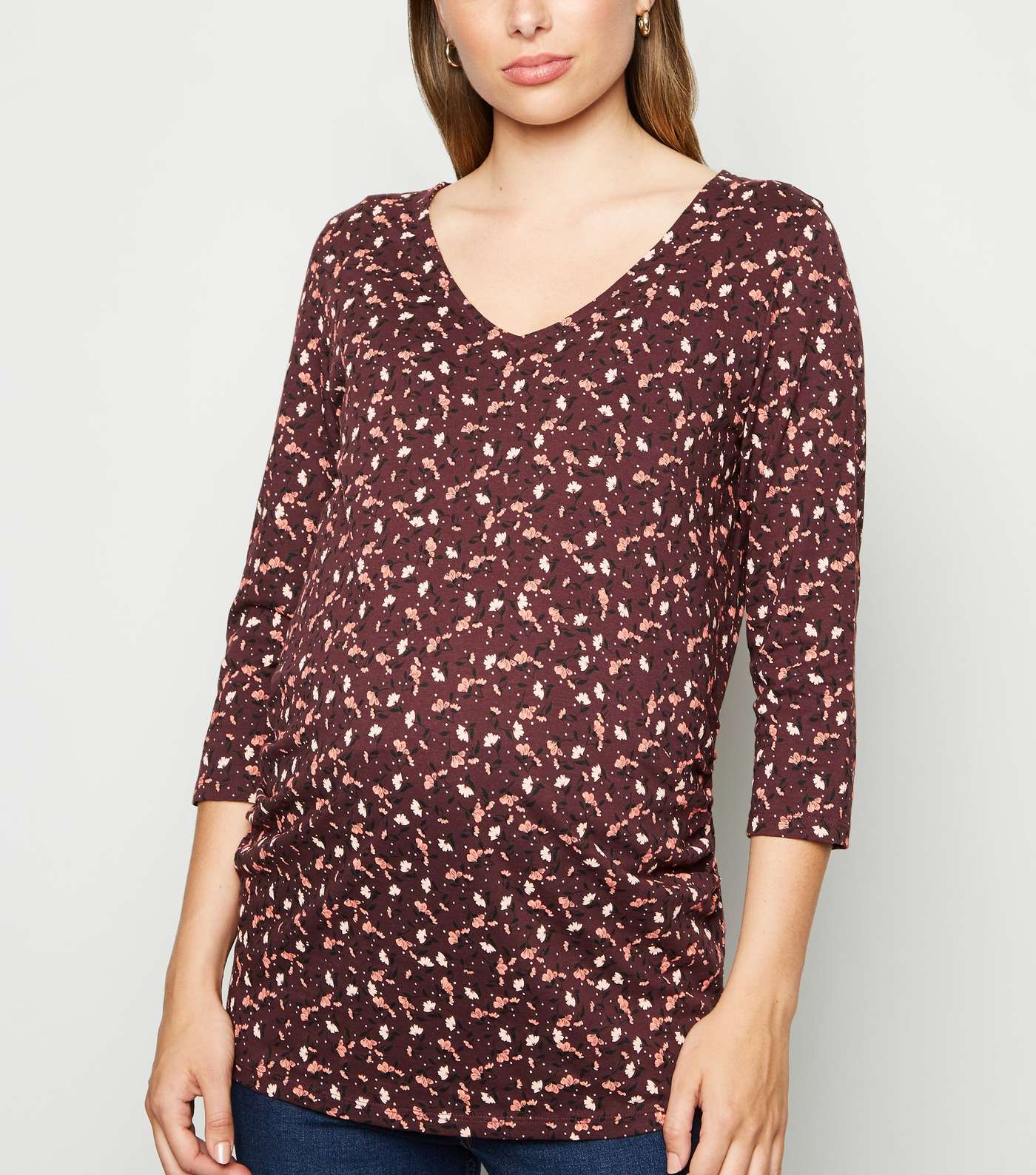 Maternity Multicoloured Ditsy Floral Top