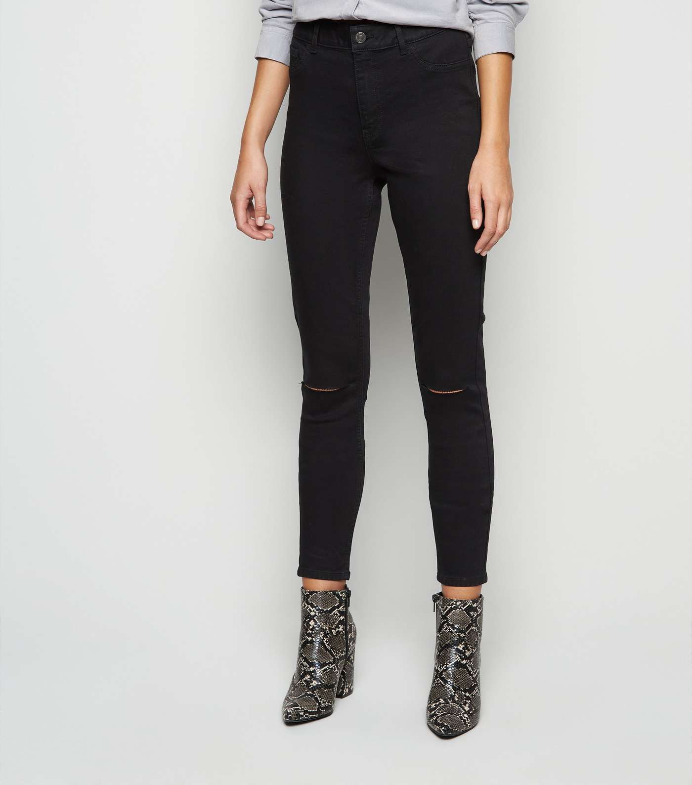 Tall Black Ripped Knee Skinny Jeans Image 2