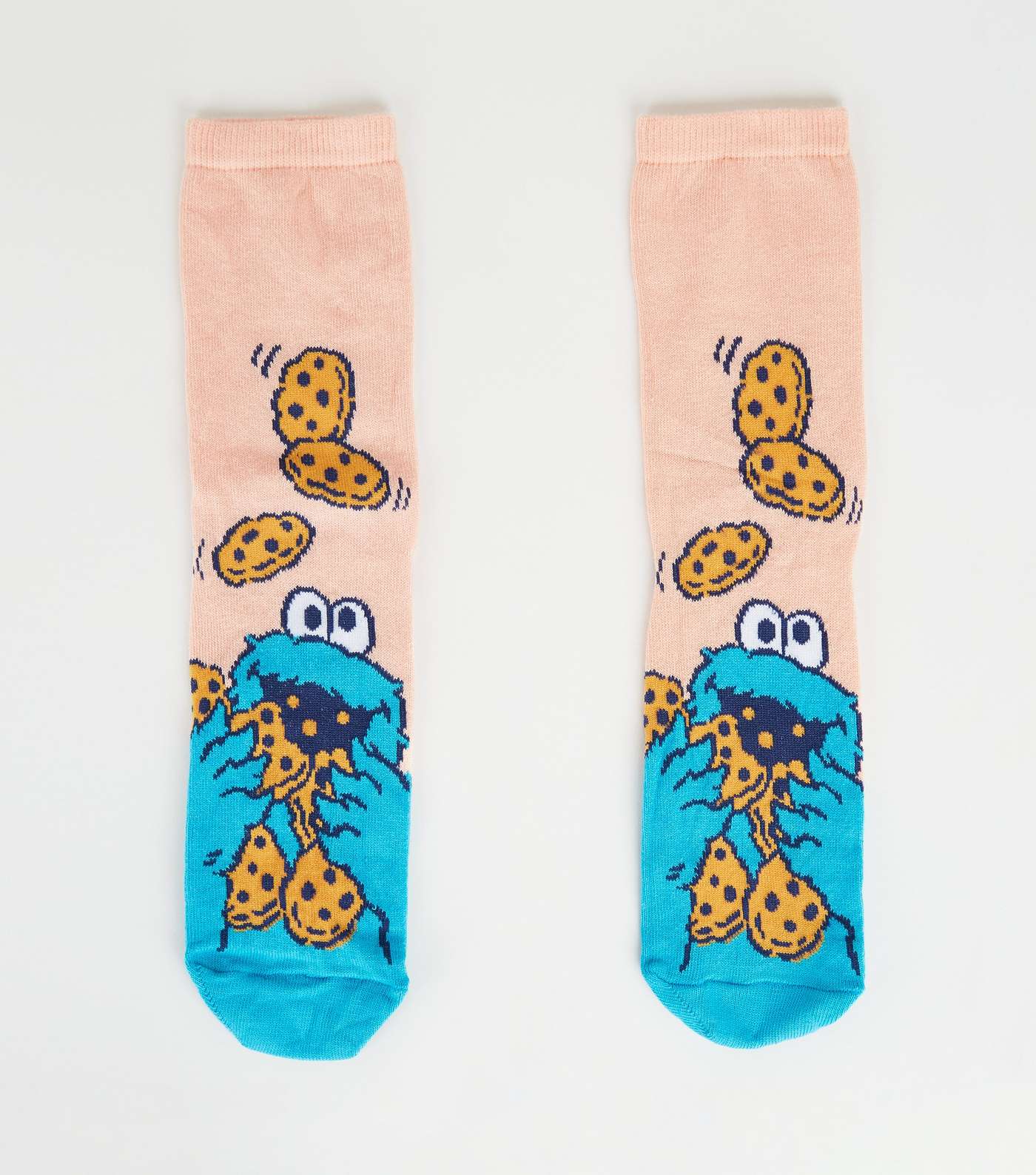 Coral Sesame Street Cookie Monster Socks