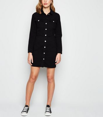 New look 2025 denim dress black