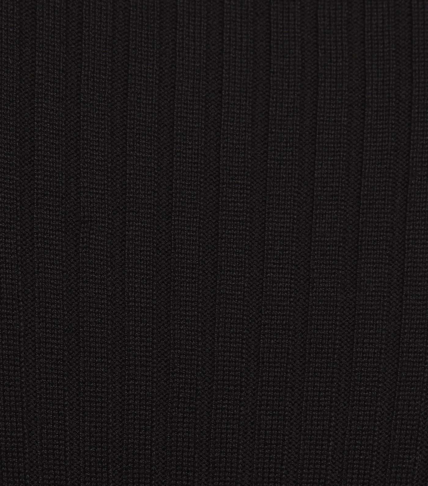 Black Ribbed Tie Waist Midi Dress Image 5