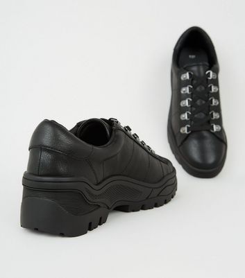 leather black trainers womens