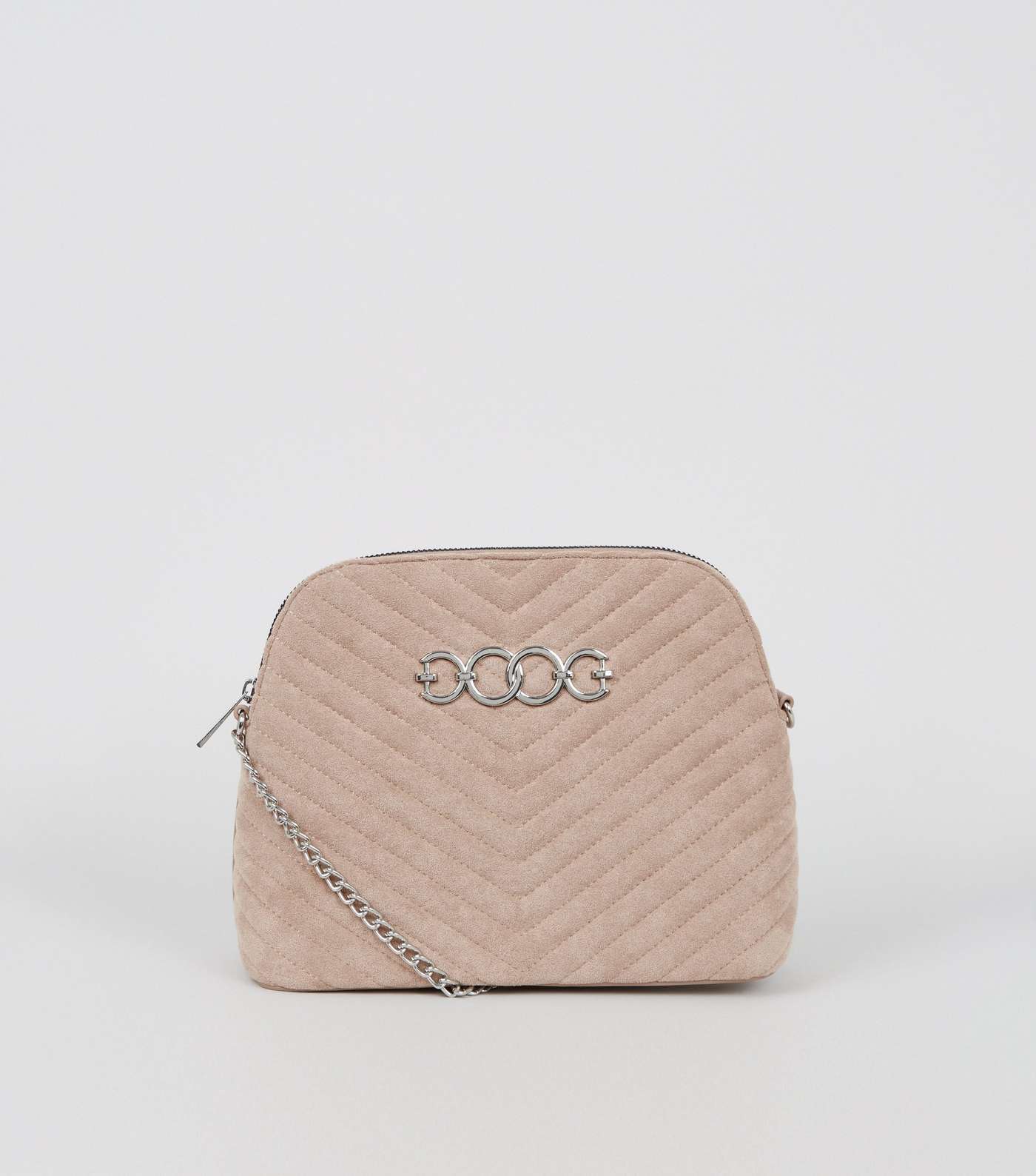 Pale Pink Quilted Suedette Cross Body Bag