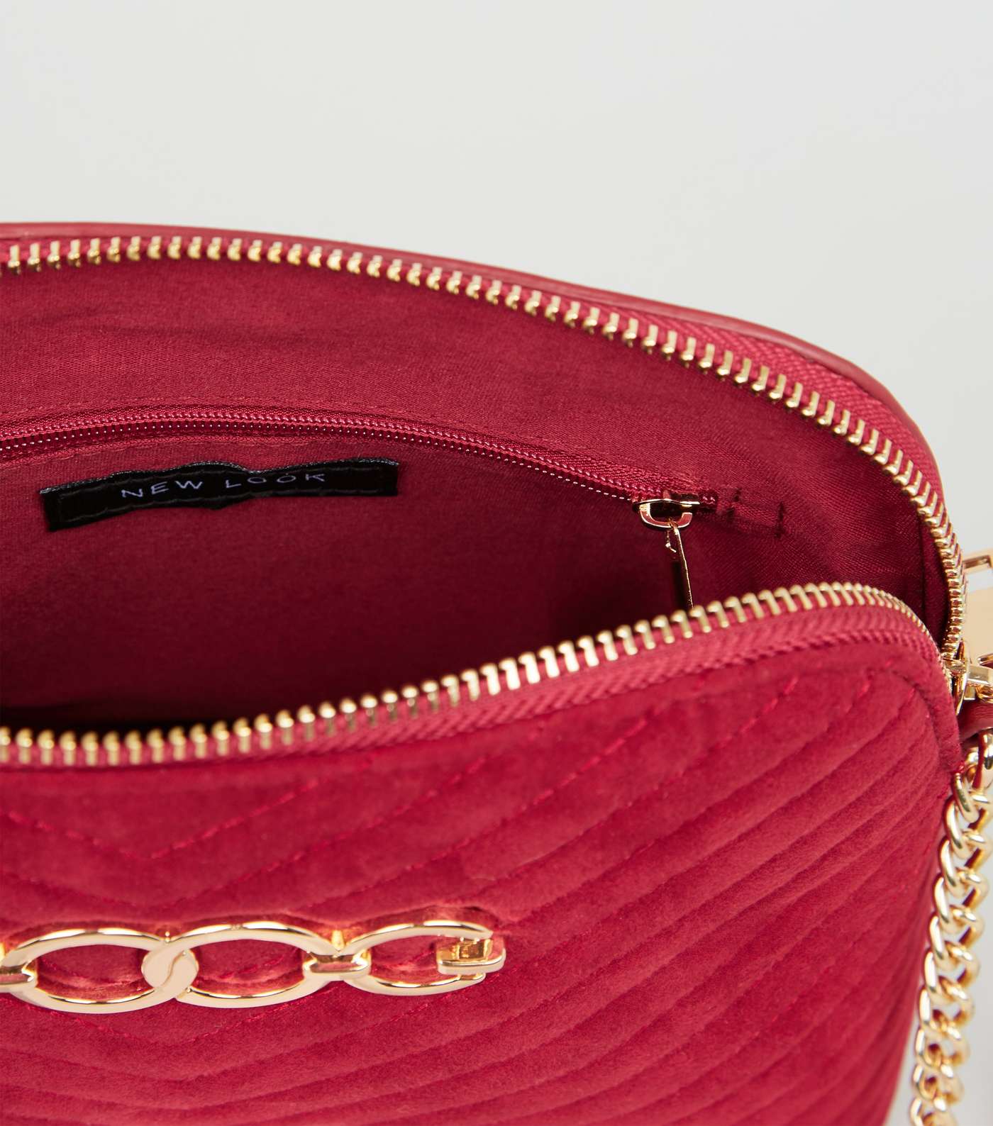 Red Quilted Suedette Cross Body Bag Image 4