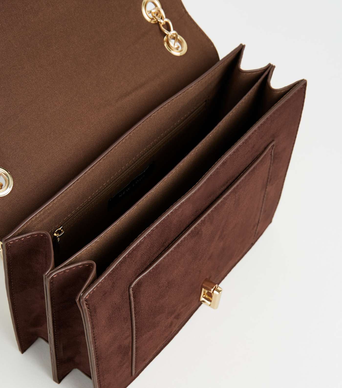 Brown Leather-Look Faux Croc Shoulder Bag Image 3