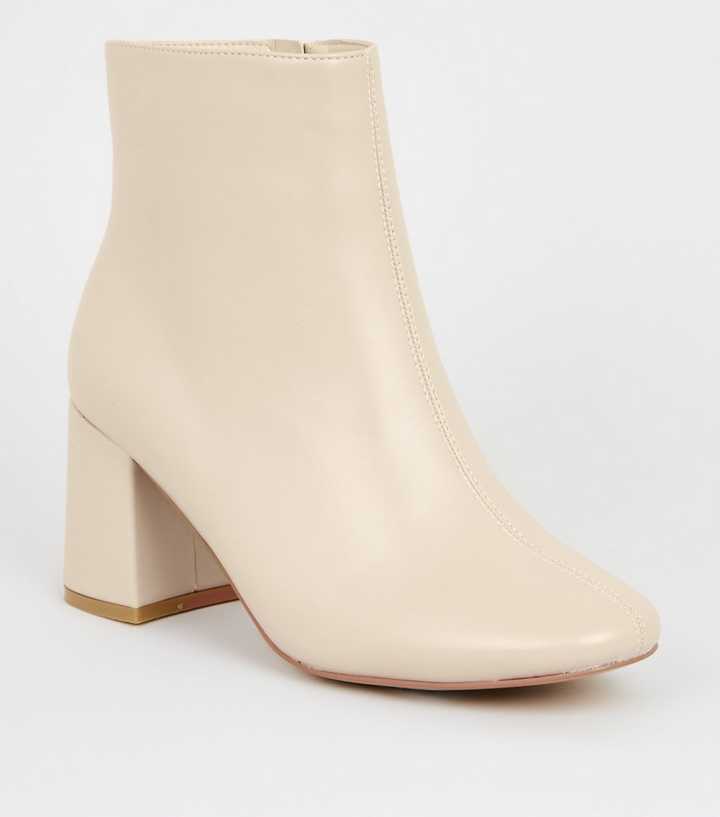 Wide Fit Cream Flared Heel Ankle Boots New Look — free download
