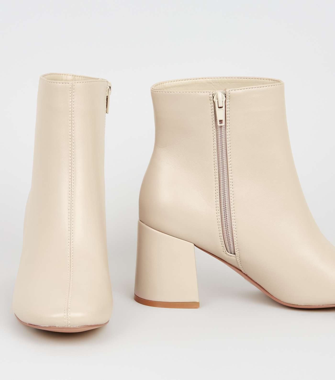 Wide Fit Cream Flared Heel Ankle Boots Image 3