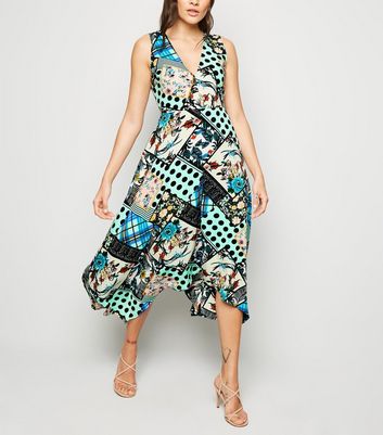 patchwork midi dress