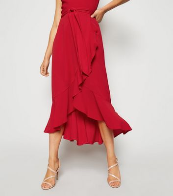 ax paris red frill dress