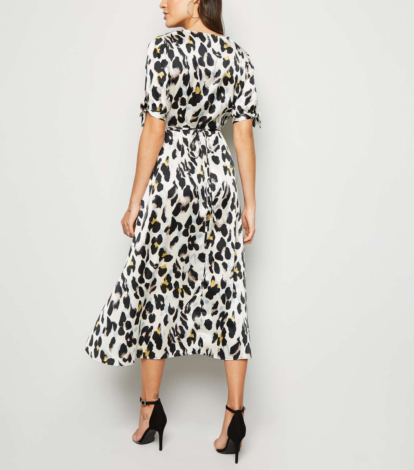 AX Paris Off White Leopard Print Wrap Midi Dress Image 3
