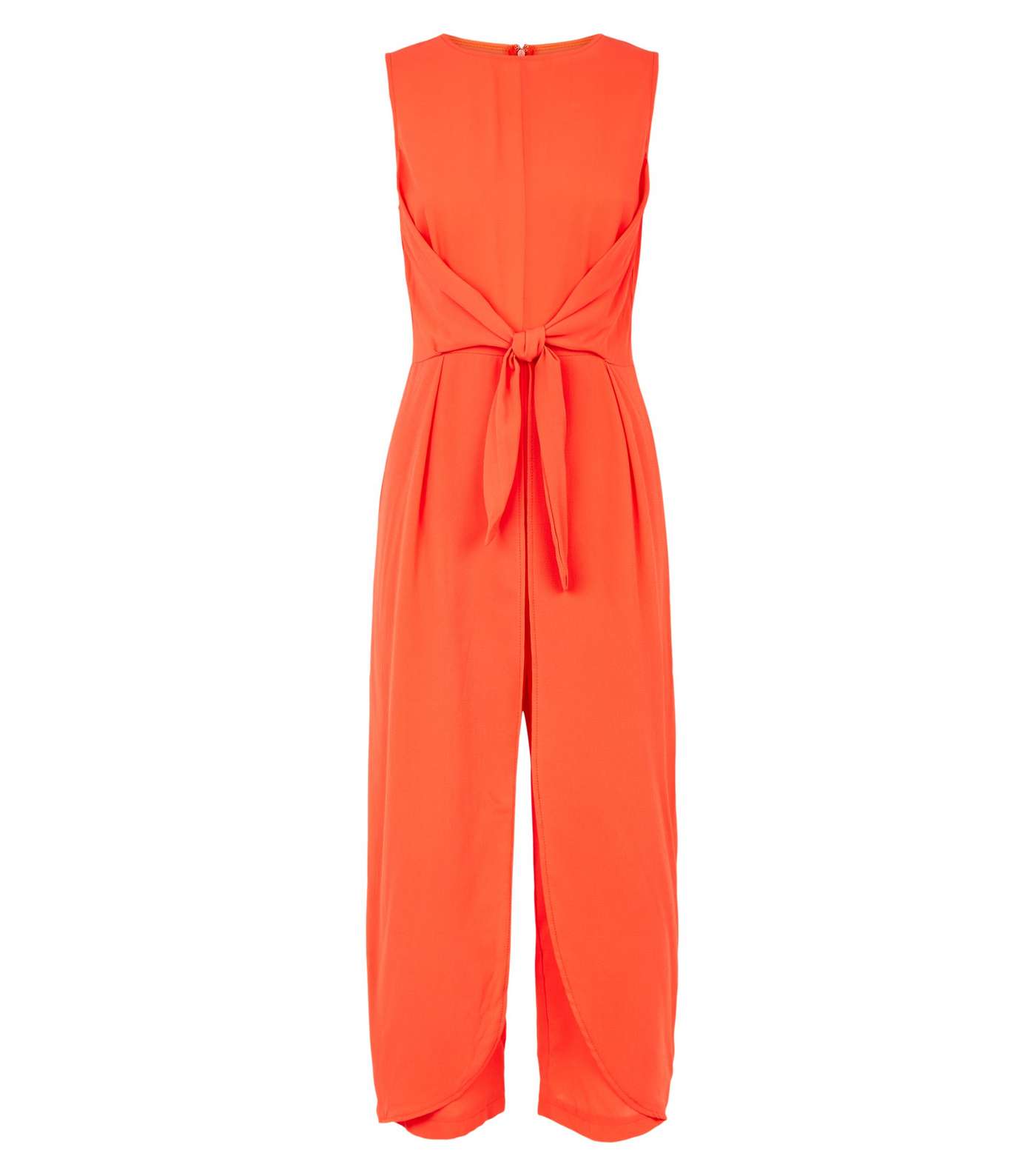 AX Paris Bright Orange Tie Front Crop Jumpsuit Image 4