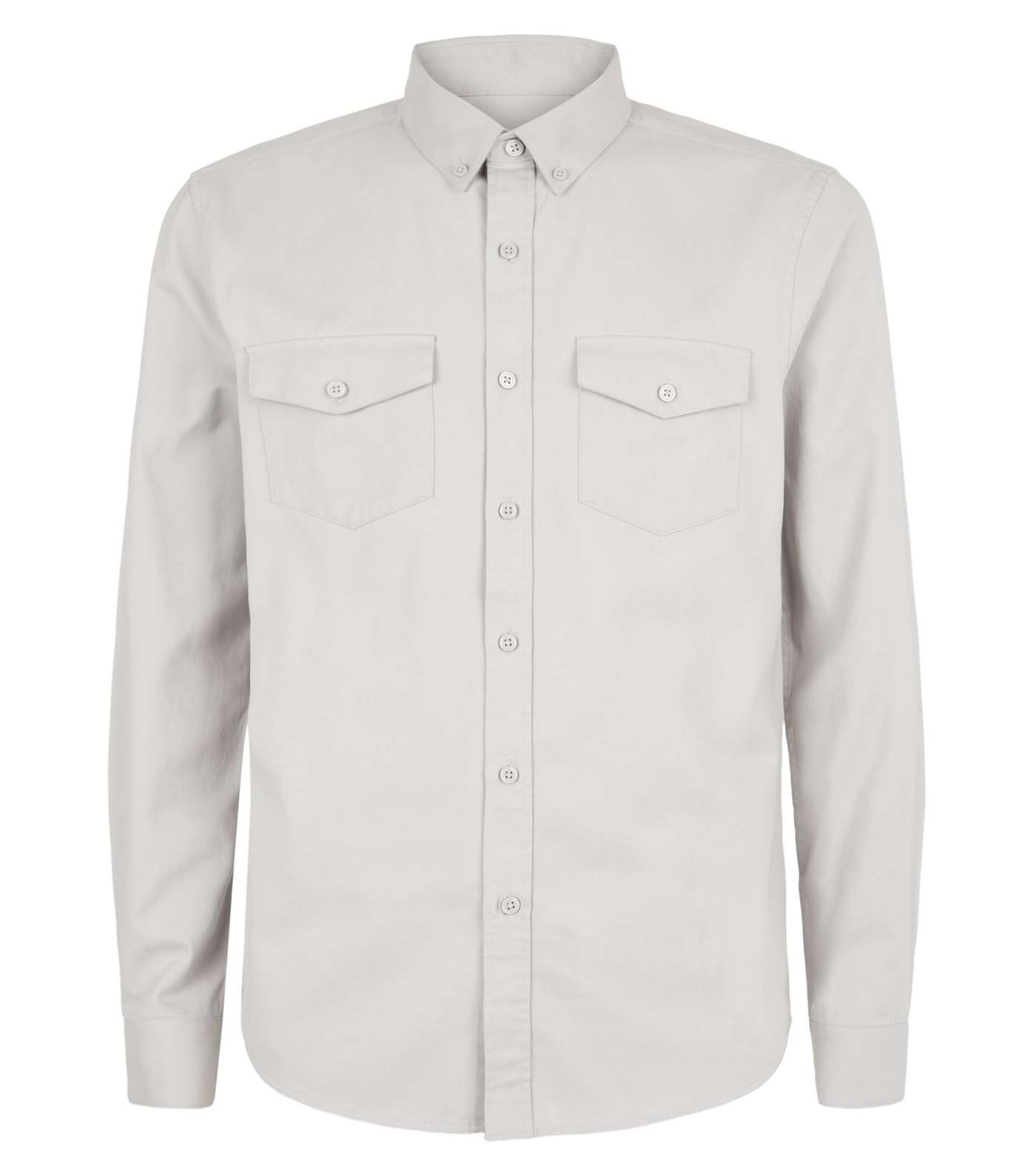 Pale Grey Twill Long Sleeve Shirt Image 4
