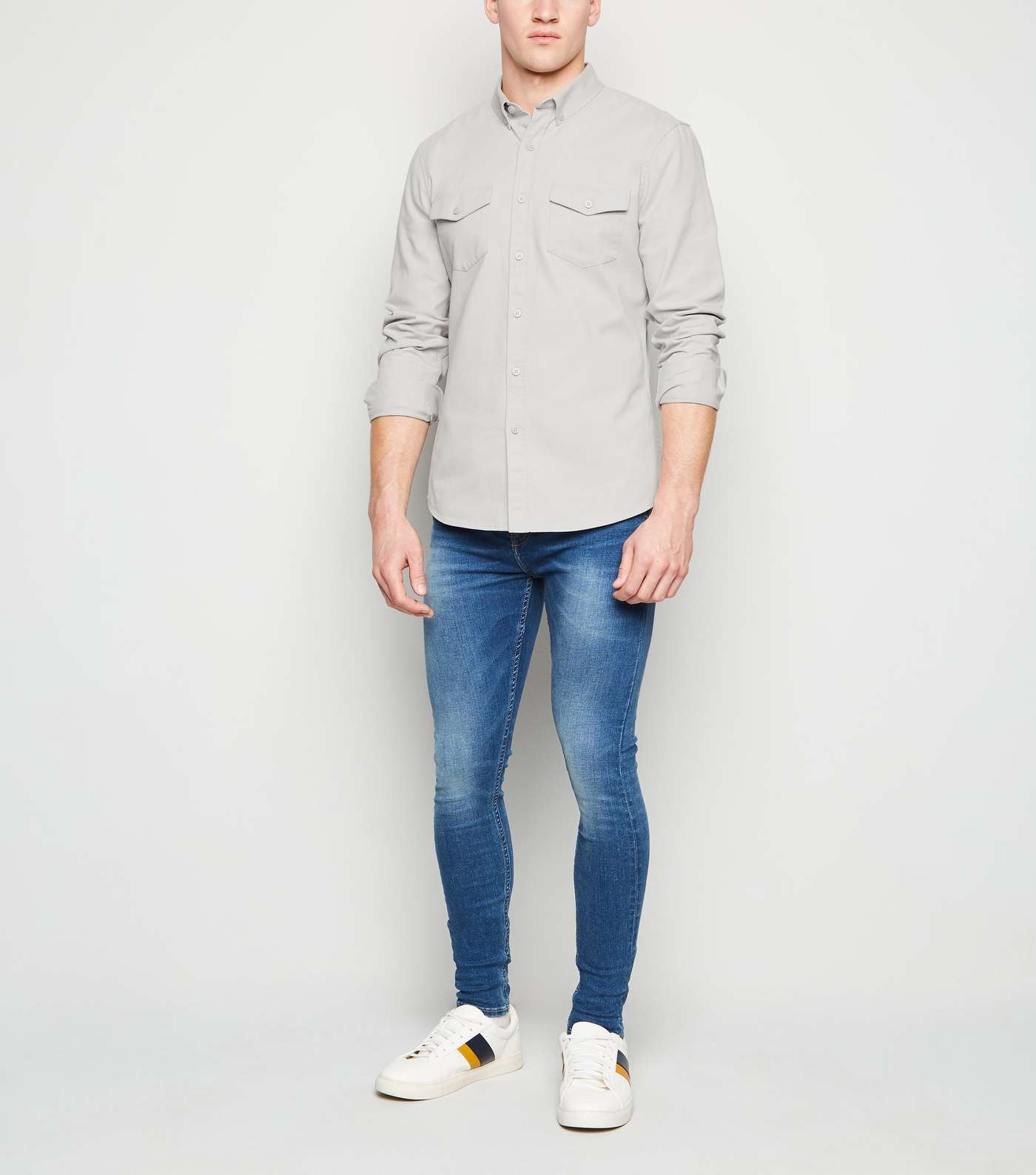 Pale Grey Twill Long Sleeve Shirt Image 2