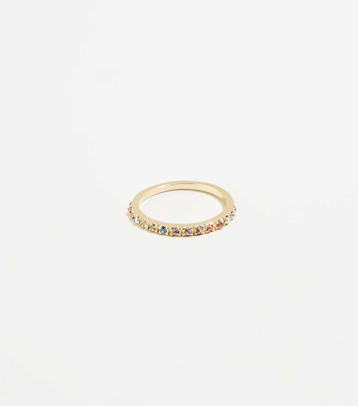 Multicoloured Pastel Diamanté Skinny Ring 