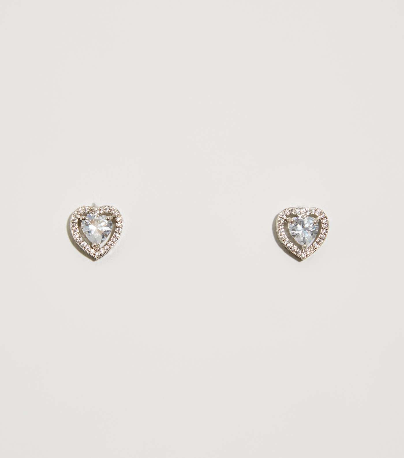 Clear Cubic Zirconia Heart Stud Earrings