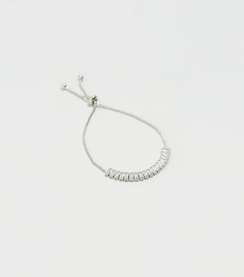 Silver Cubic Zirconia Toggle Bracelet