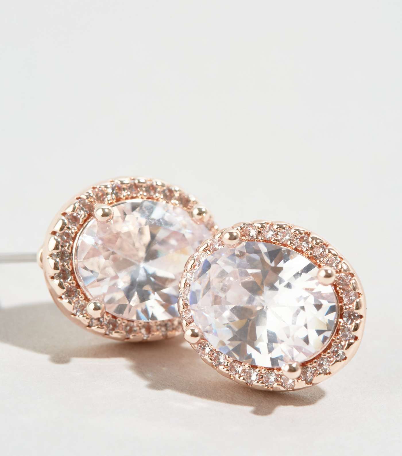 Rose Gold Cubic Zirconia Oval Earrings Image 3