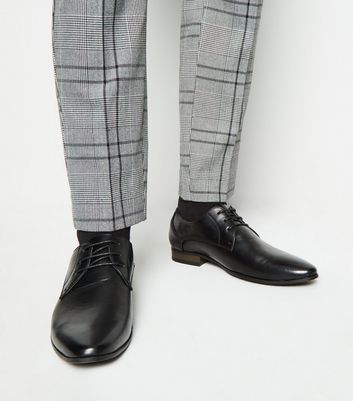 Black Leather-Look Lace Up Formal Shoes 