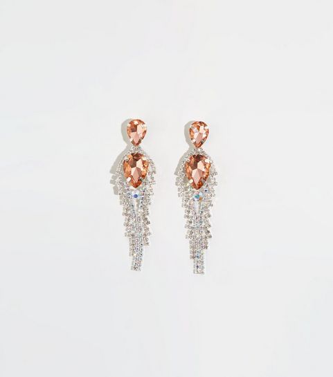 Silver Premium Gem Tassel Earrings