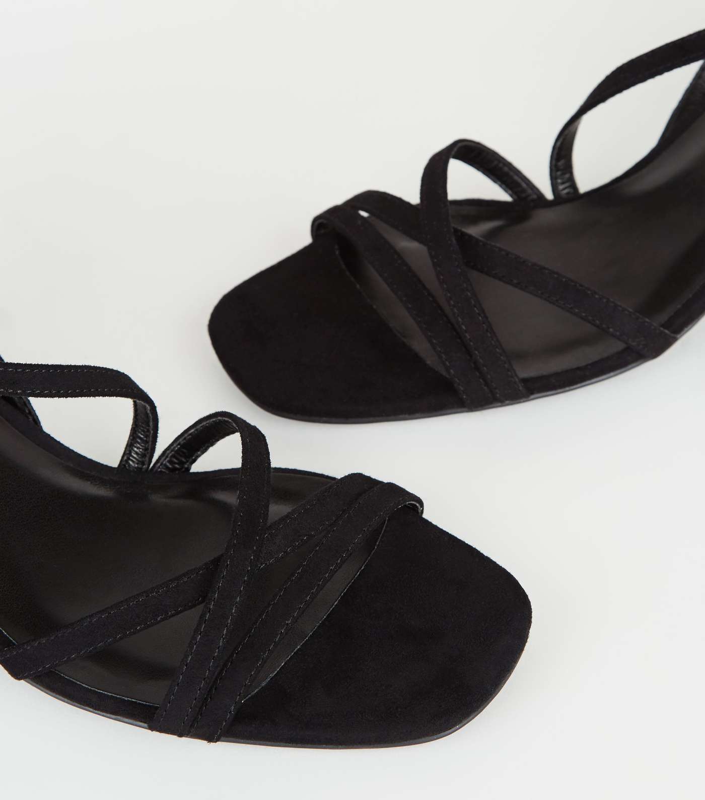 Black Suedette Strappy Mid Heel Sandals Image 3