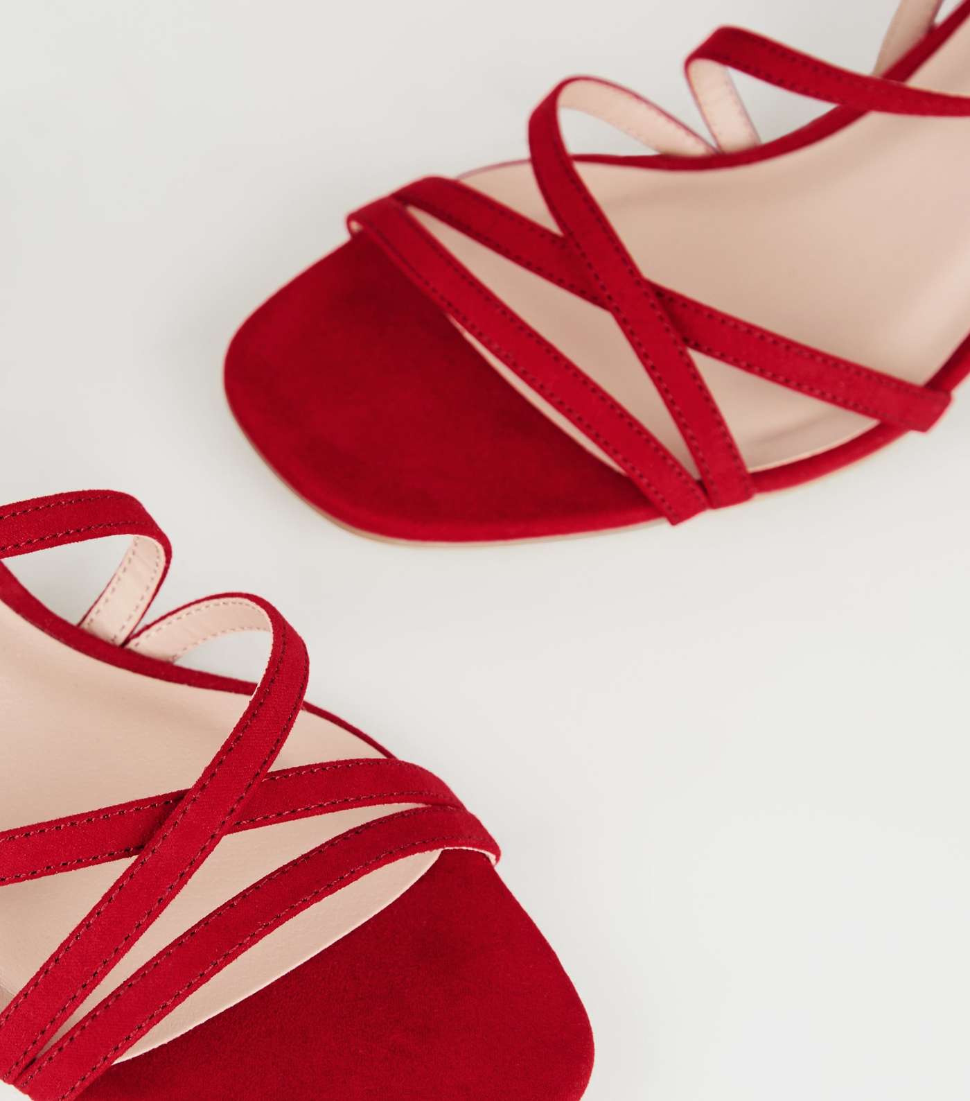 Red Suedette Strappy Mid Heel Sandals Image 3