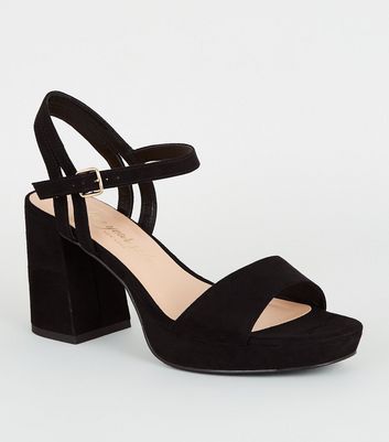 wide fit black platform heels