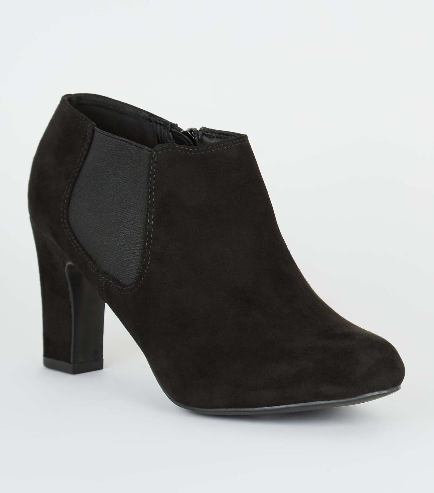 Wide Fit Black Block Heel Chelsea Shoe Boots